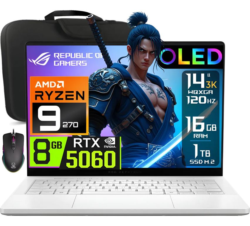 Laptop Zephyrus G14 OLED Ryzen 9-270 16gb 1tb Nvidia Rtx 5060 14" 3K 120hz