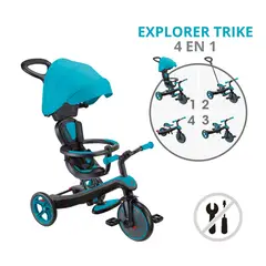 GLOBBER - Triciclo Explorer Trike 4 en 1 Celeste v2