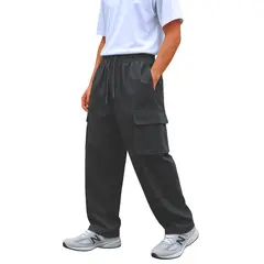 ENKI - Pantalón Cargo Parachute Oversized Hombre Tela Nova Premium