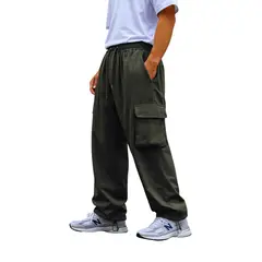 ENKI - Pantalón Cargo Parachute Oversized Hombre Tela Nova Premium