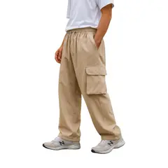 ENKI - Pantalón Cargo Parachute Oversized Hombre Tela Nova Premium