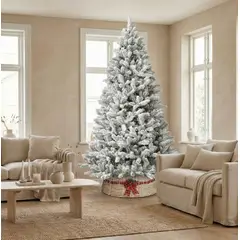 GENERICO - Árbol de Navidad con Nieve Súper Coposo Premium y Realista con Ramas Mixtas 210 cm 2.1 m metros