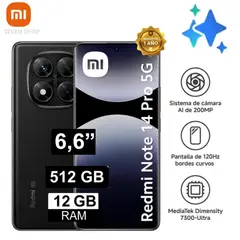 XIAOMI - Celular Redmi Note 14 PRO 5G 6.6" Pulg 512GB 12GB - NEGRO