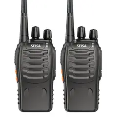 SEISA - Walkie Talkie UHF 5W 16 Canales Alcance hasta 5 km, VOX, Linterna, FM y CTCSS/DCS (2 Unidades)