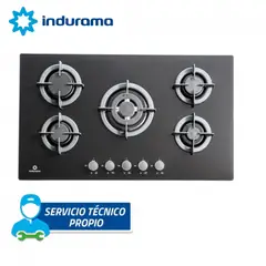INDURAMA - Cocina empotrable a gas 5Q negro 87cm - EGI-905VDNEG 5Q