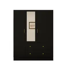 MUEBLES CRISOSTOMO - Ropero de Melamina con Espejo Negro 160cm