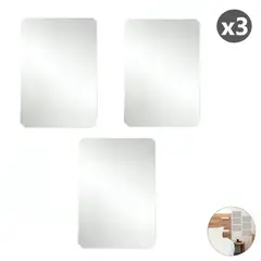GENERICO - Pack x3 Espejos Adhesivo Rectangular Decorativo Sticker - 30cm x 20cm