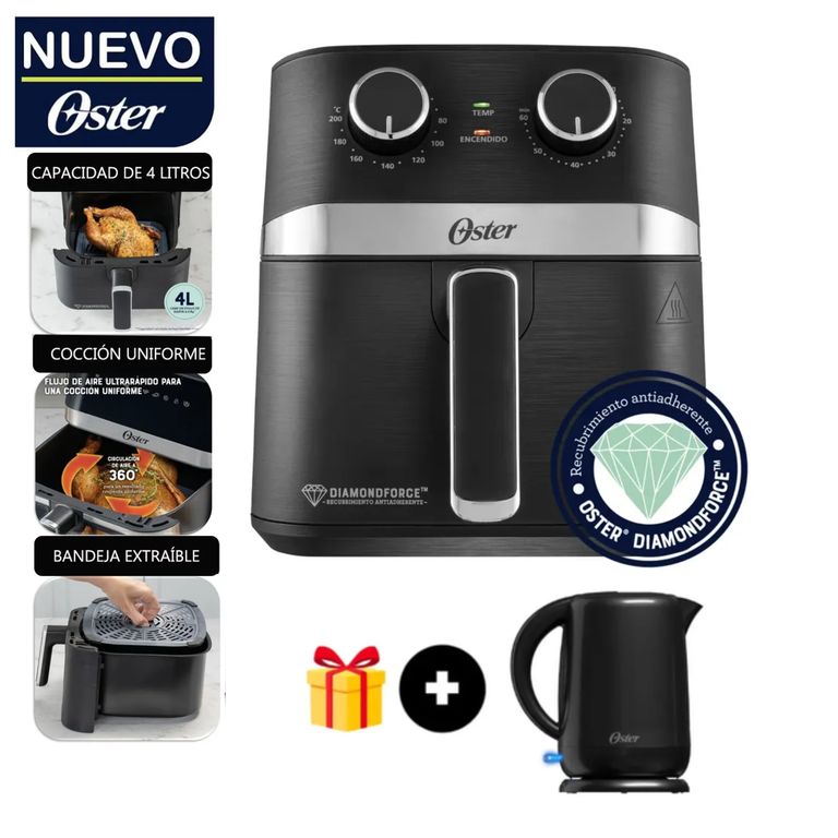 Freidora De Aire 4L Manual Con Revestimiento Antiadherente + Hervidor