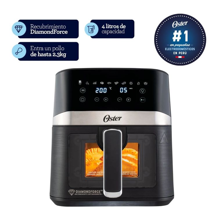 Freidora De Aire 4l Digital Con Ventana Y Revestimiento Diamondforce
