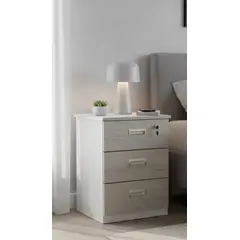 GENERICO - VELADOR MELAMINE GRIS CLARO 3 CAJONES