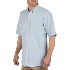 DICKIES - Camisa Oxford de manga corta con botones para hombre color azul con rayas blancas