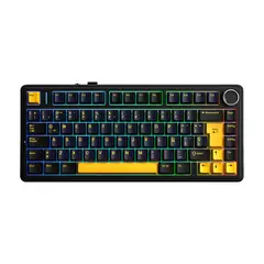 AULA - TECLADO F75 ESPAÑOL INALAMBRICO MECANICO SW-GREEN RGB NEGRO-AMARILLO