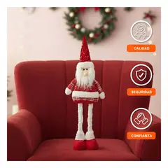 GENERICO - Santa Claus Navideño Patilarga con Lentejuelas y Tweed Rojo y Blanco para Repisa