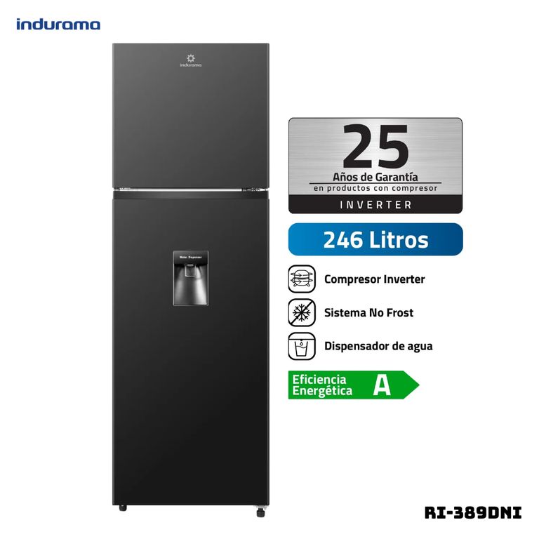 REFRIGERADORA 246 L TOP FREEZER NEGRO - RI-389DNI