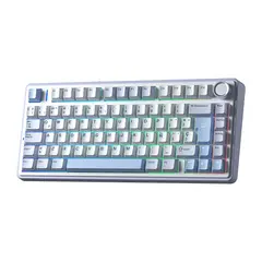 AULA - TECLADO F75 INALAMBRICO INGLES MECANICO SW-GRAY RGB BLANCO-CELESTE