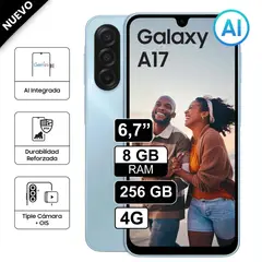 SAMSUNG - Celular Galaxy A17 4G 8GB RAM 256GB DUAL SIM Light Blue