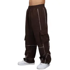 ENKI - Pantalón Cargo Oversized Hombre Tela Mojada Premium Shadow Line