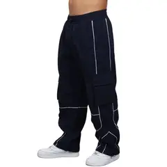 ENKI - Pantalón Cargo Oversized Hombre Tela Mojada Premium Shadow Line