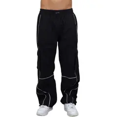 ENKI - Pantalón Cargo Oversized Hombre Tela Mojada Premium Shadow Line