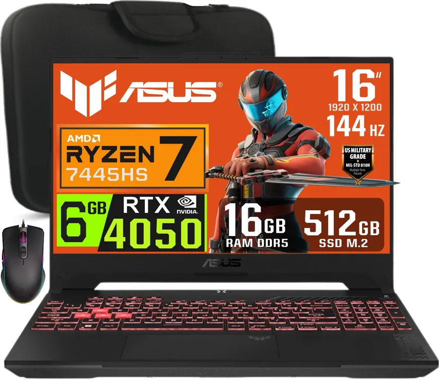 Laptop TUF Gaming A16 Ryzen 7-7445HS 16GB RAM 512GB SSD Nvidia RTX4050 6gb 16 WUXGA IPS 144Hz