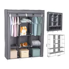 GENERICO - Clóset Ropero Armable Portátil 3 Cuerpos y 8 Divisiones - Color Gris