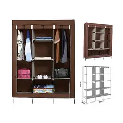 GENERICO - Clóset Ropero Armable Portátil 3 Cuerpos y 8 Divisiones - Color Marrón