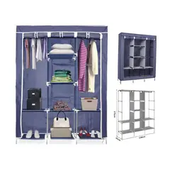 GENERICO - Clóset Ropero Armable Portátil 3 Cuerpos y 8 Divisiones - Color Azul