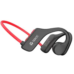 TEROS - Audífono De Conducción De Aire Te-8078R Bluetooth Rojo Gris