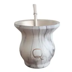 GENERICO - Mate Símil Mármol de Acero inoxidable con Bombilla