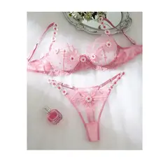 GENERICO - SET DE LENCERIA SEXY ROSADO PARA MUJER EROTICA M