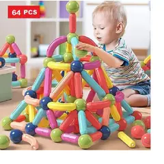 GENERICO - JUEGO DE BLOQUES DE CONSTRUCCION MAGNETICOS DE 64 PIEZAS