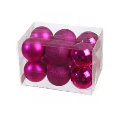 GENERICO - SET BOLAS ESFERAS DE NAVIDAD 36 UNIDADES DE 6CM FUCSIA