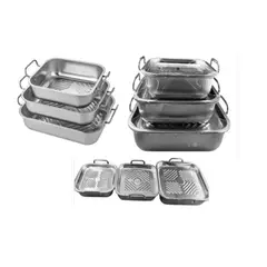 GENERICO - Set x 3 Bandejas Cuadradas con Tapa de 18, 21 y 24 cm