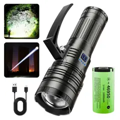 LIDIMI - Linterna Profesional 150W 3000m 13000LM Power Bank 40000mAh Zoom Telescópico