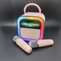 GENERICO - PARLANTE KARAOKE PARA NIÑOS +2 MICROFONOS, RADIO FM , USB. LUZ RGB,MODELO 2025