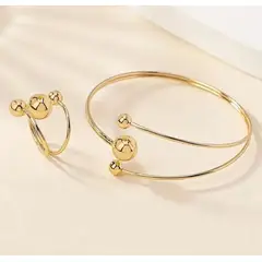 MORITA BAG STORE - SET DE PULSERA Y ANILLO CON UN TOQUE DE DISEÑO DE ESFERAS PEQUEÑAS