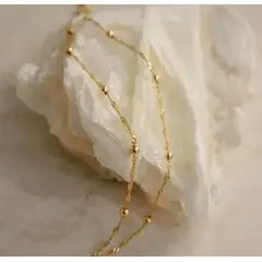 MORITA BAG STORE - PULSER TOBILLERA ACERO INOXIDABLE CON ESFERAS DORADAS