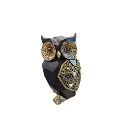 GENERICO - Figura Decorativa Búho Negro y Dorado con Detalles Geométricos - Adorno Elegante para Sala Regalo Ideal