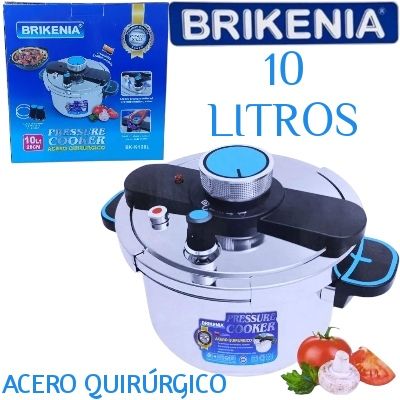OLLA DE PRESIÓN ACERO QUIRÚRGICO BRIKENIA 10L SISTEMA ABRE FACIL