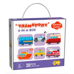 GENERICO - ROMPECABEZAS PUZZLE 6 En 1 Para Niños 39 Piezas Transporte