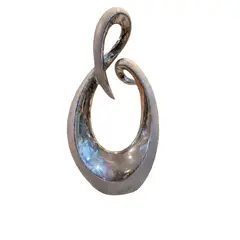 GENERICO - Adorno Decorativo Abstracto Doble Curva Tonos Plateado y Gris - Adorno Elegante para Sala Regalo Ideal