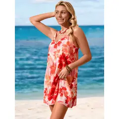 KAST PE - Vestido playa Ashley de Tirantes Amplio estampado flores – Talla M