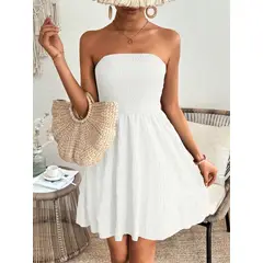 KAST PE - Vestido Strapless Maysa nido de abeja Blanco - Talla M