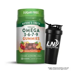 NATURE'S TRUTH - Gomitas Vegana - Omega 3, 6, 7, 9 - 50 unidades + Shaker