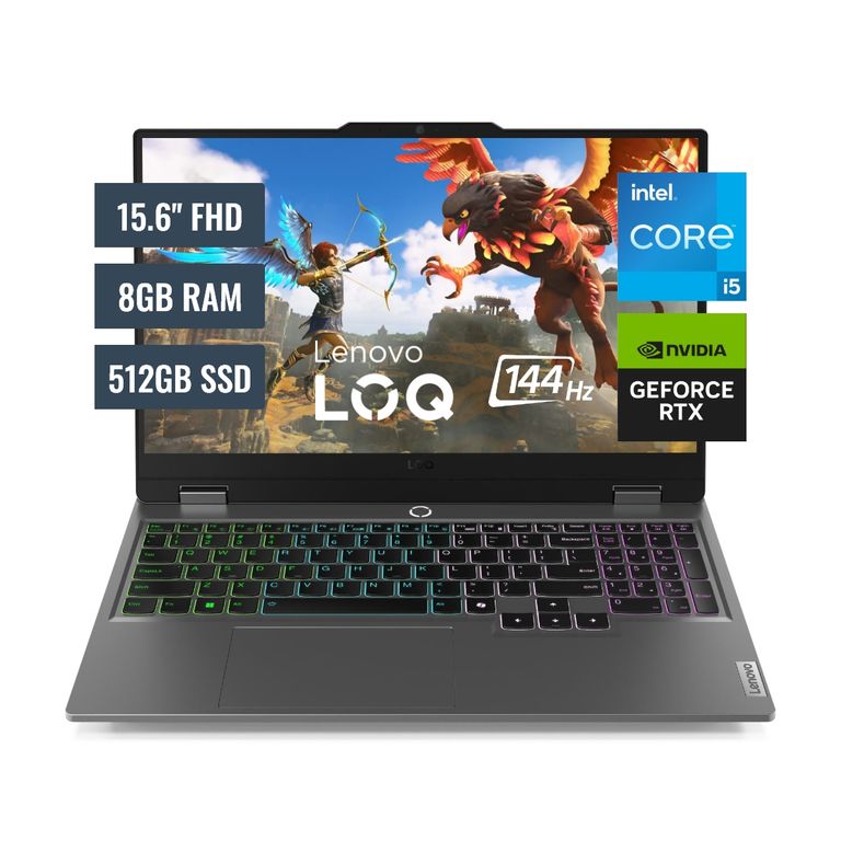 Laptop LOQ Intel Core i5 12450HX 8GB RAM 512GB SSD 6GB RTX 3050 15.6" FHD FreeDos