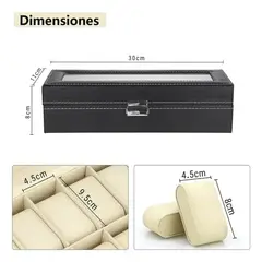 GENERICO - Estuche Organizador De Relojes de 06 Divisiones Porta Reloj