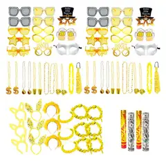 GENERICO - Cotillon Noche vieja de 72 artículos- lentes- vinchas- collares -confeti