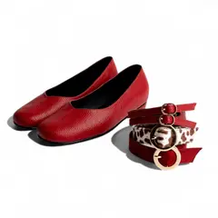 LB LIBBY CALZADOS Y ACCESORIOS - BALLERINAS DE MUJER ROJAS CON CORREAS INTERCAMBIABLES MODELO CAPRI