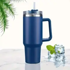 GENERICO - TERMO TOMATODO VASO TERMICO MUG ACERO INOXIDABLE AZUL OSCURO 40oz