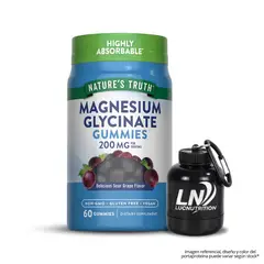 NATURE'S TRUTH - Gomita Glicinato De Magnesio - 60 Gomitas 200 MG + Portaproteina